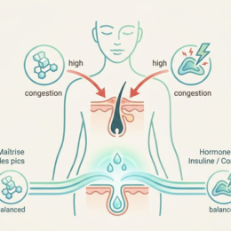 Maîtrise des pics d'insuline et de cortisol qui congestionnent les pores.
